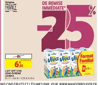 Intermarché Lait UHT Viva Demi-écrémé candia offre