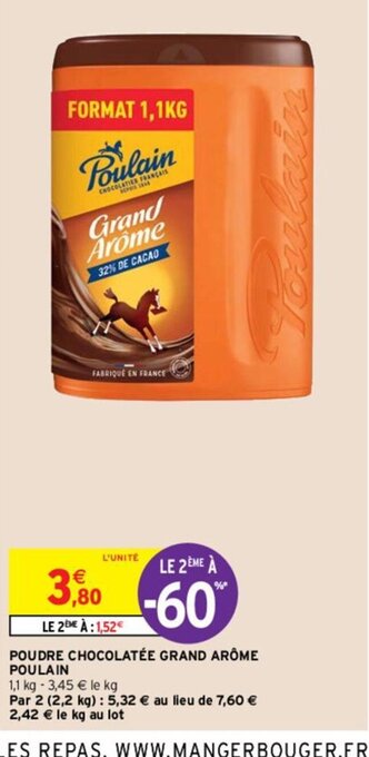 Intermarché Poudre Chocolatée Grand Arôme Poulain offre