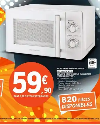 E.Leclerc Micro-Ondes Monofonction 20L offre