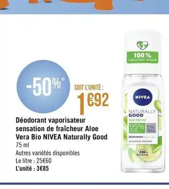 Géant Casino Déodorant vaporisateur sensation de fraîcheur Aloe Vera Bio offre