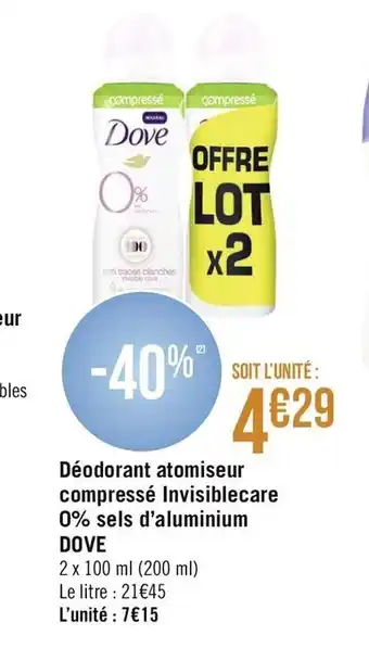 Géant Casino Déodorant atomiseur compressé Invisiblecare offre