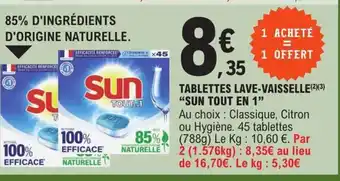 E.Leclerc Tablettes Lave-Vaisselle Sun Tout En 1 offre