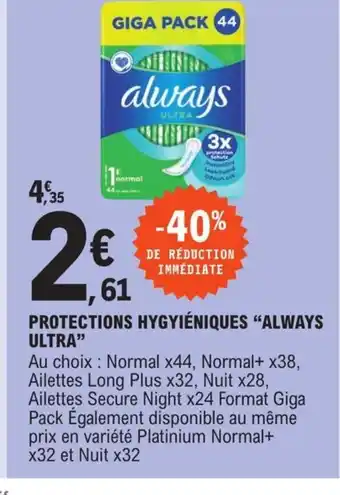 E.Leclerc Protections Hygiéniques Always Ultra offre
