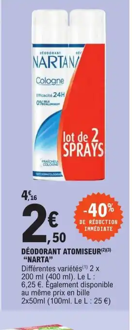 E.Leclerc Deodorant atomiseur Narta offre