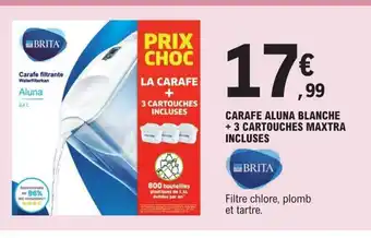 E.Leclerc Carafe Aluna Blanche +3 Cartouches Maxtra Incluses offre