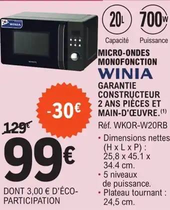 E.Leclerc Micro-Ondes Monofonction offre