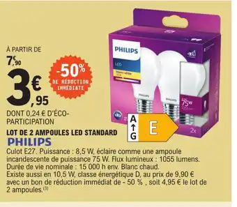 Philips Lot de 2 ampoules Led Standard