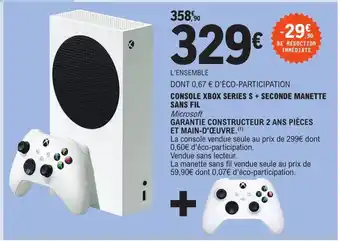 E.Leclerc Console Xbox Series S+ Seconde Manette sans Fil offre