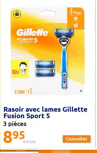 Action Rasoir Avec Lames Gillette Fusion Sport 5 3 Pièces offre
