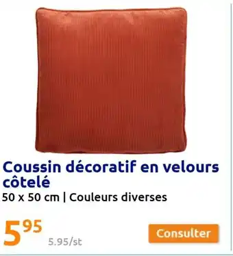 Action Coussin Décoratif En Velours Côtelé offre