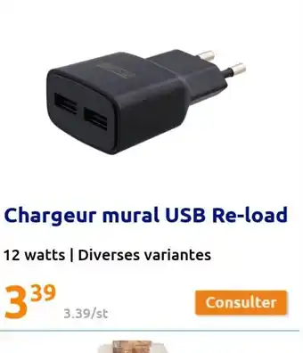 Action Chargeur Mural USB Re-Load offre