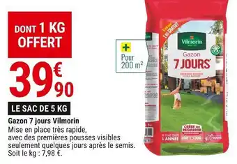 Gamm vert Vilmorin gazon 7 jours offre