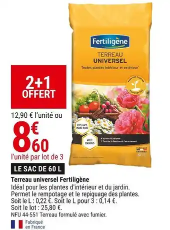 Gamm vert Fertiligène terreau universel offre