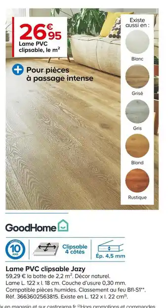 Castorama Goodhome lame pvc clipsable jazy offre