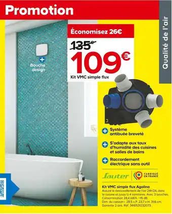 Castorama Sauter kit vmc simple flux agalina offre