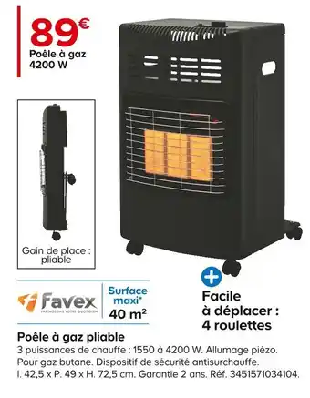 Castorama Favex poêle à gaz pliable offre