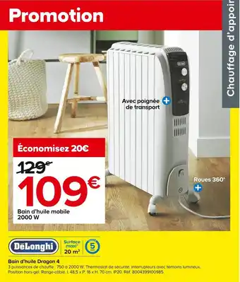 Castorama Delonghi bain d’huile dragon 4 offre