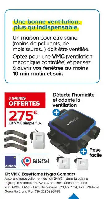 Castorama Aldes kit vmc easyhome hygro compact offre