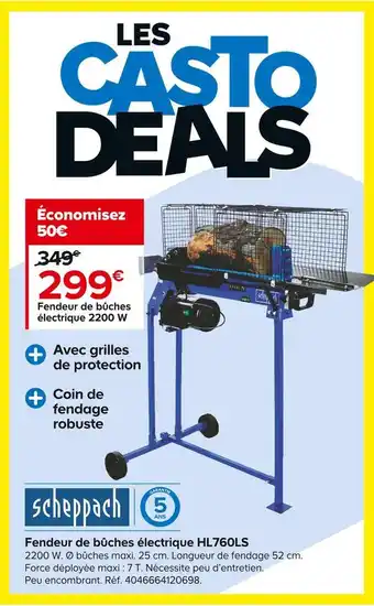 Scheppach fendeur de bûches électrique hl760ls