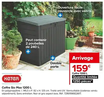 Castorama Keter coffre sio max 1200 l offre