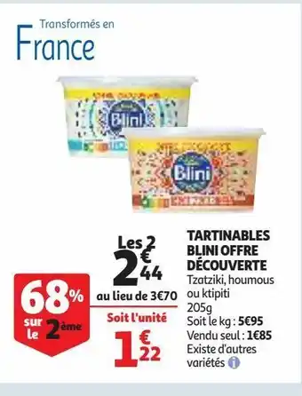 Tartinables blini offre découverte