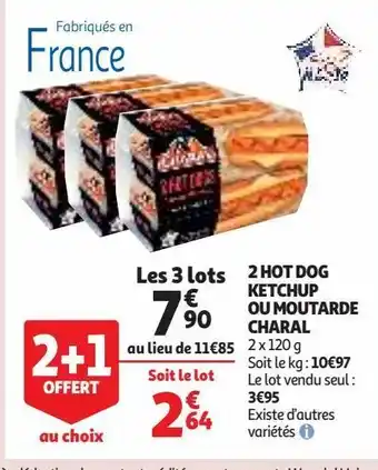 2 hot dog ketchup ou moutarde charal