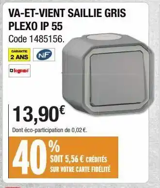 Va-et-vient saillie gris plexo ip 55