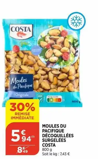 Bi1 Moules du pacifique décoquillées surgelées costa offre