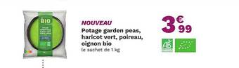 Potage garden peas, haricot vert, poireau, oignon bio