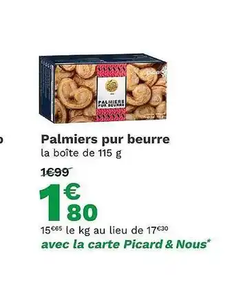 Picard Palmiers pur beurre offre