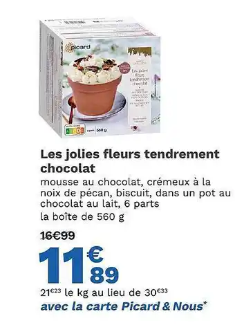 Picard Les jolies fleurs tendrement chocolat offre