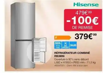Costco Réfrigérateur combiné rb390n hisense offre