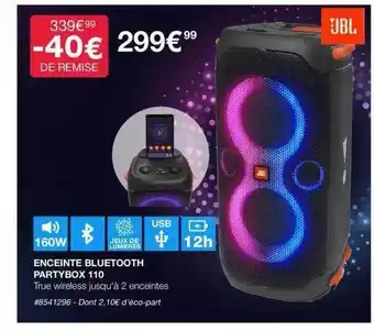 Costco Enceinte bluetooth partybox 110 jbl offre