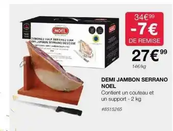 Costco Demi jambon serrano noel offre