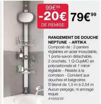Costco Rangement de douche neptune - artika offre