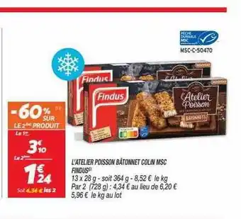 Netto L'atelier poisson bâtonnets colin msc findus offre