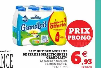Super U Lait uht demi-écrémé de fermes sélectionnées grand lait offre