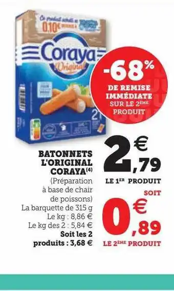 Super U Bâtonnets l'original coraya offre