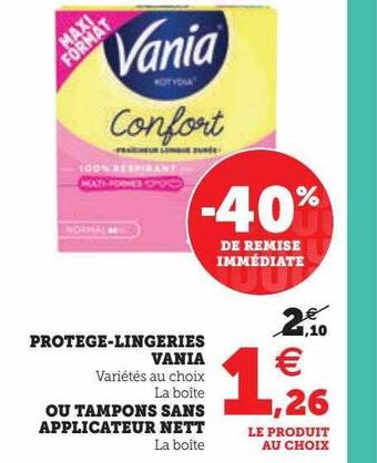 ProtĂšge-lingeries vania ou tampons sans applicateur nett