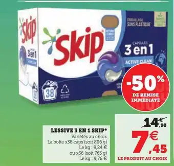 Super U Lessive 3 en 1 skip offre