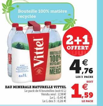 Super U Eau minérale naturelle vittel offre