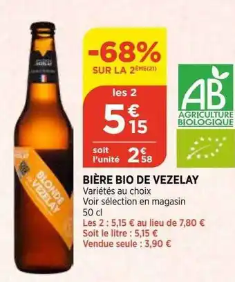 Bi1 Bière bio de vezelay offre