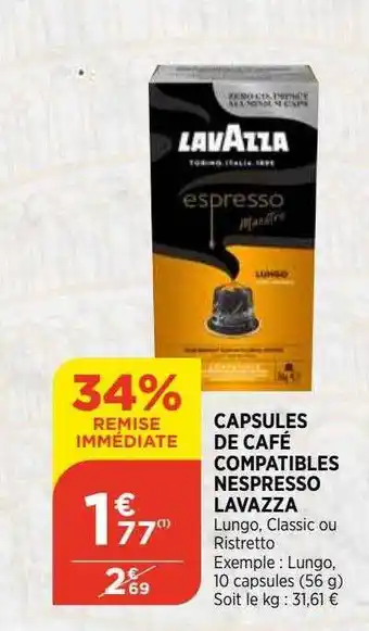 Bi1 Capsules de café compatibles nespresso lavazza offre