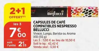 Bi1 Capsules de café compatibles nespresso bellucci offre