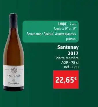 Colruyt Santenay 2017 pierre maizière aop offre