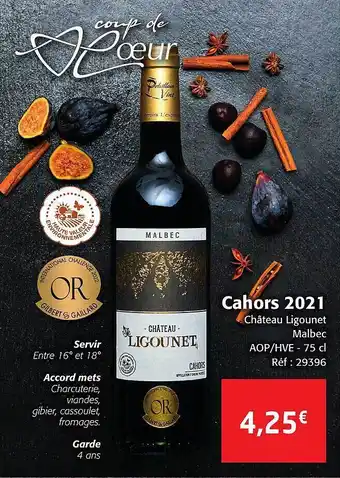Colruyt Cahors 2021 château ligounet malbec aop-hve offre