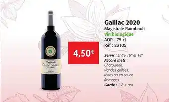 Colruyt Gaillac 2020 magistrale raimbault vin biologique aop offre