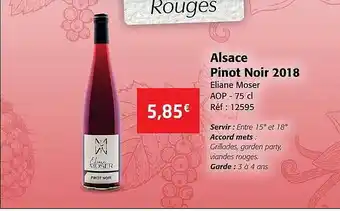 Colruyt Alsace pinot noir 2018 eliane moser aop offre