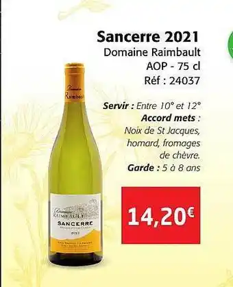 Colruyt Sancerre 2021 domaine raimbault aop offre