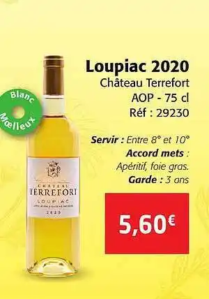 Colruyt Loupiac 2020 château terrefort aop offre